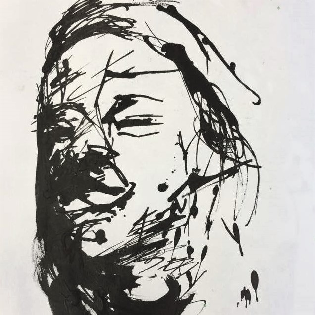 Ink portrait on paper